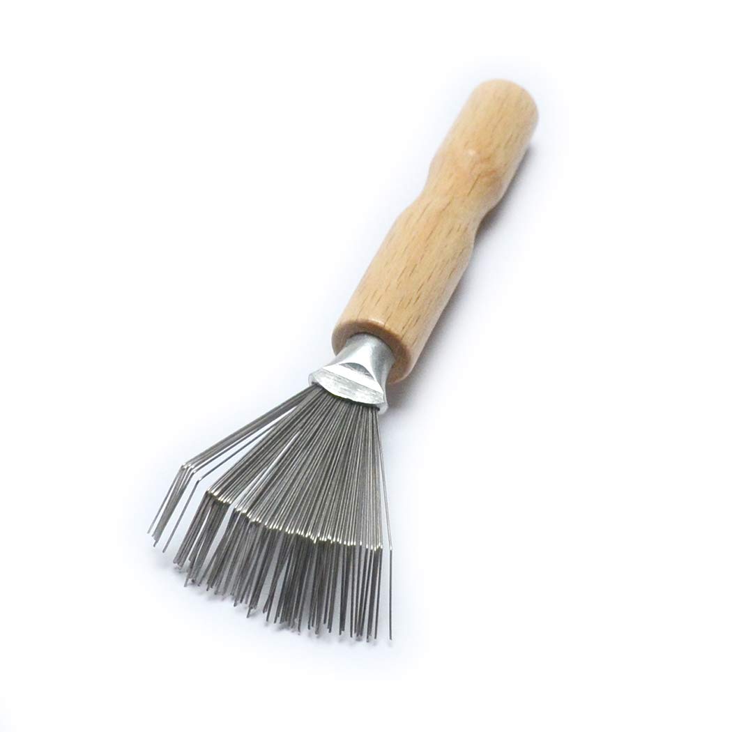 Metal Wire Rake Comb Cleaner with Wooden Handle