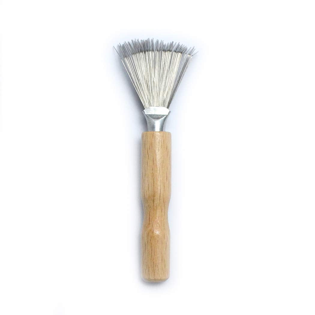 Metal Wire Rake Comb Cleaner with Wooden Handle