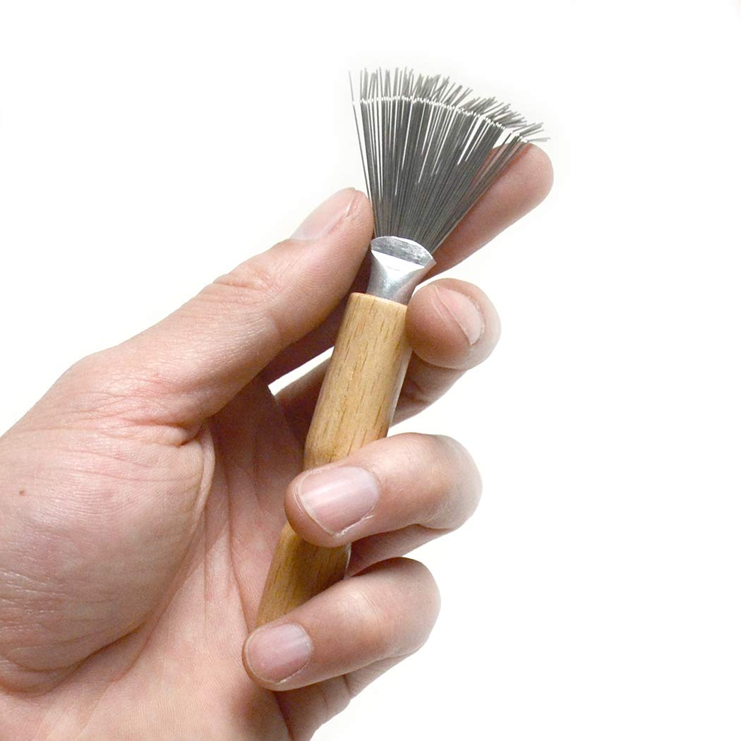 Metal Wire Rake Comb Cleaner with Wooden Handle